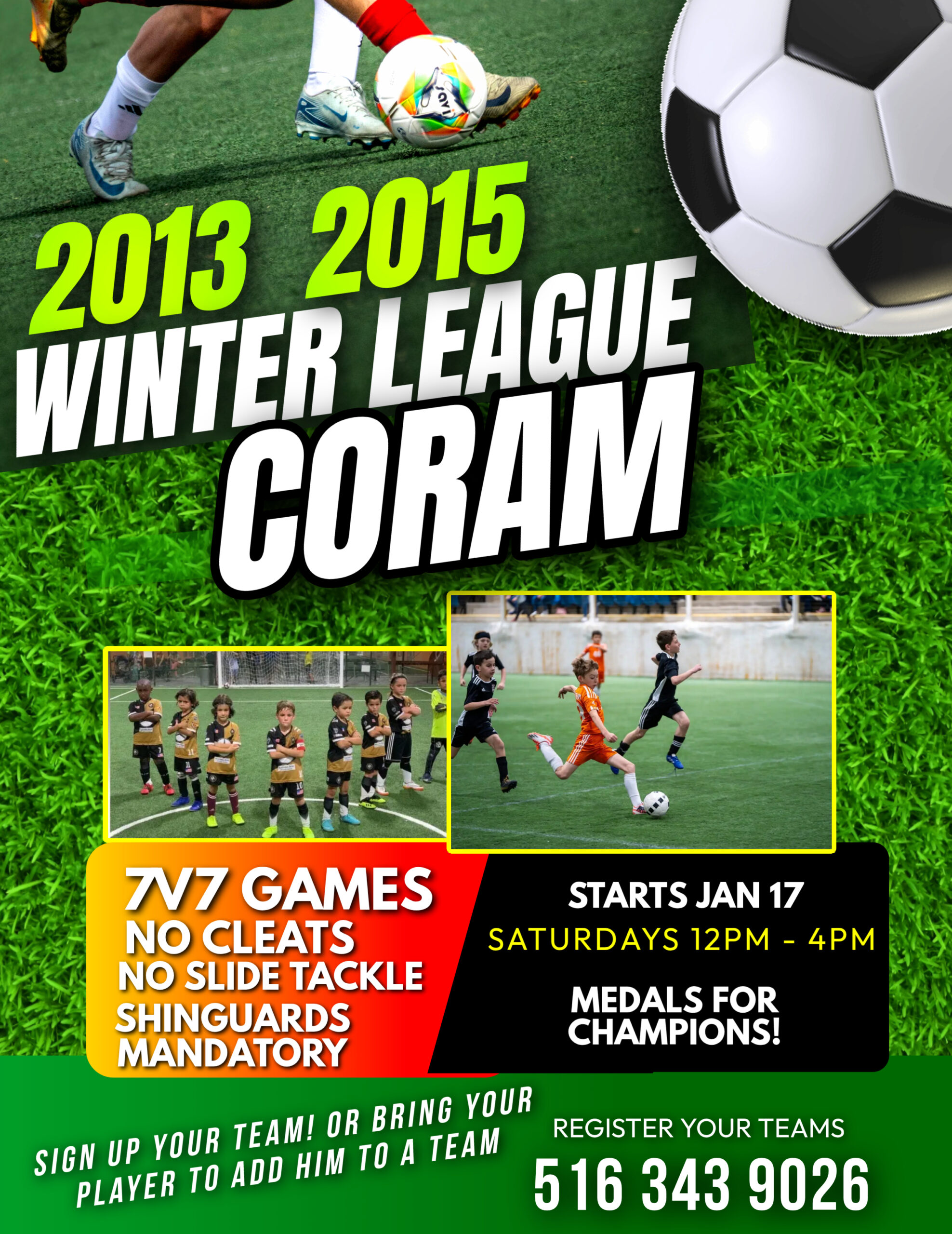 Green Maximalist Soccer Football Tournament League Competition Championship Cup Teams Invitation Adv